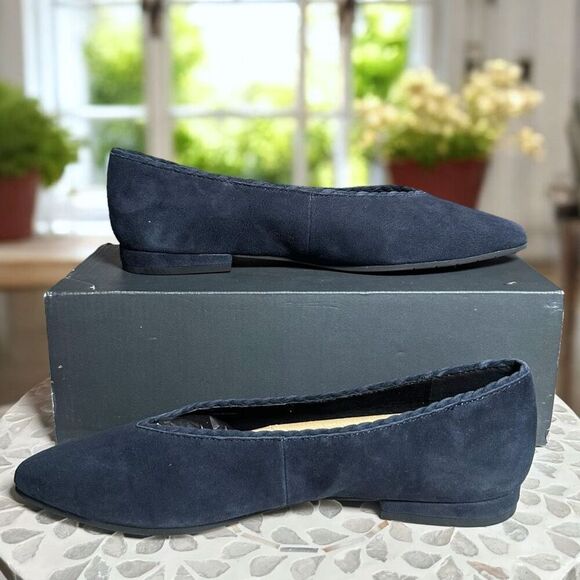 Eileen Fisher $225 Posy Leather Suede Pointed-Toe Flat – Scalloped Topline – Wom - Picture 10 of 12